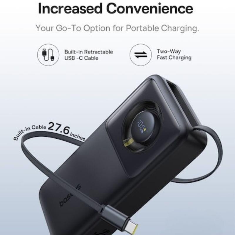 Baseus Free2Pull 20000 mAh 65 W - Batterie externe avec câble rétractable