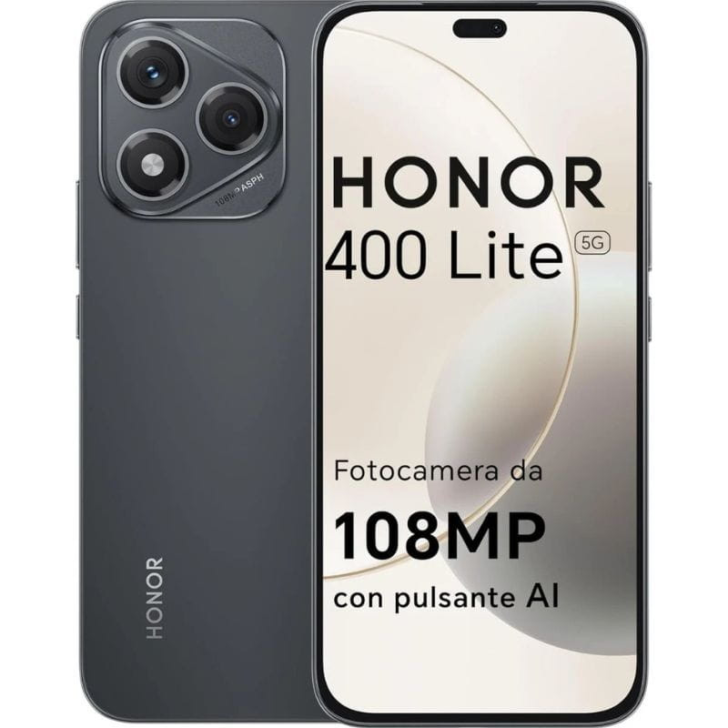 Honor 400 Lite 5G 8GB/256GB Negro imagen delantera y trasera