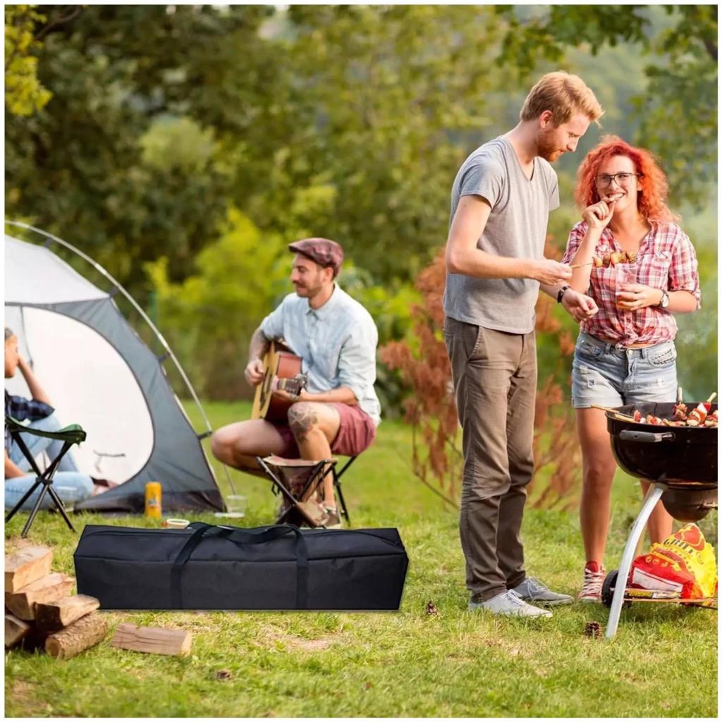 Bolsa negra acolchada y alargada con asas y cremallera, estilo maletín, ideal para transportar soportes de trípode, resistente y portátil en exterior