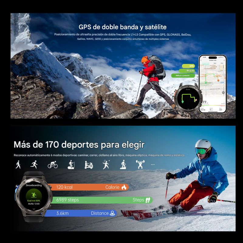 Deportes de DM56 GPS 1.43 AMOLED Negro