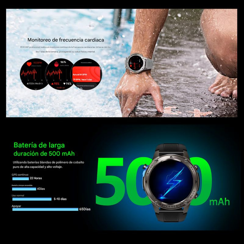 Batería de DM56 GPS 1.43 AMOLED Negro