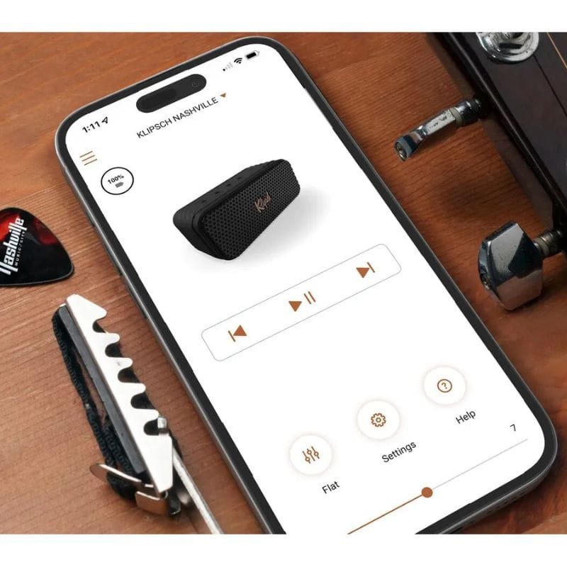 Klipsch Nashville - Altifalante portátil Bluetooth com imagem com a aplicação