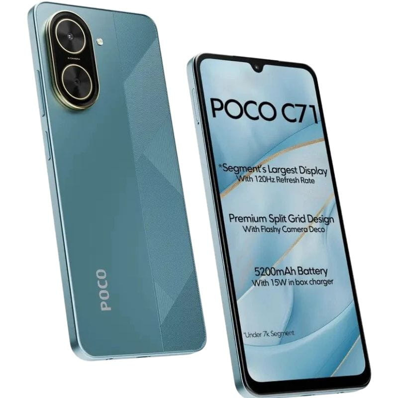 Xiaomi Poco C71 4GB/128GB Azul imagen delantera y trasera con características