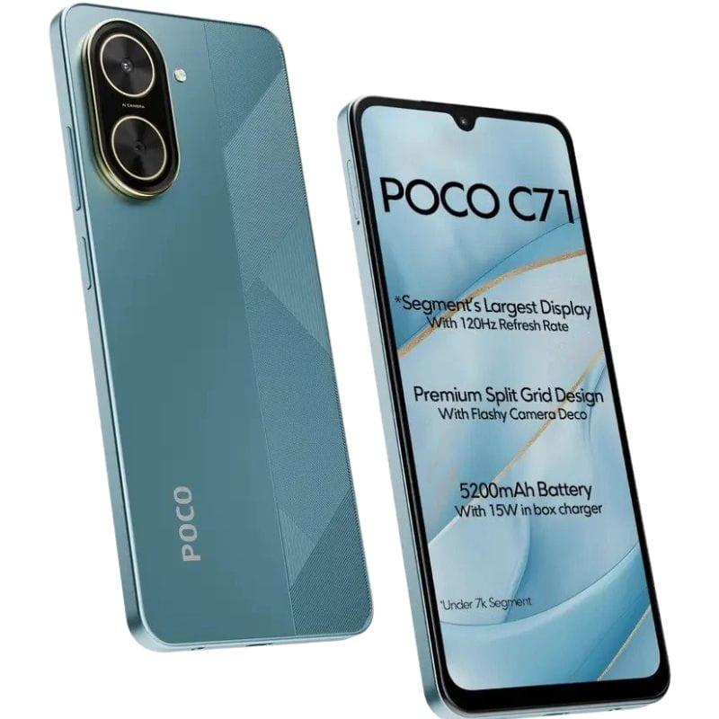 Xiaomi Poco C71 4GB/128GB Azul imagen delantera y trasera con características