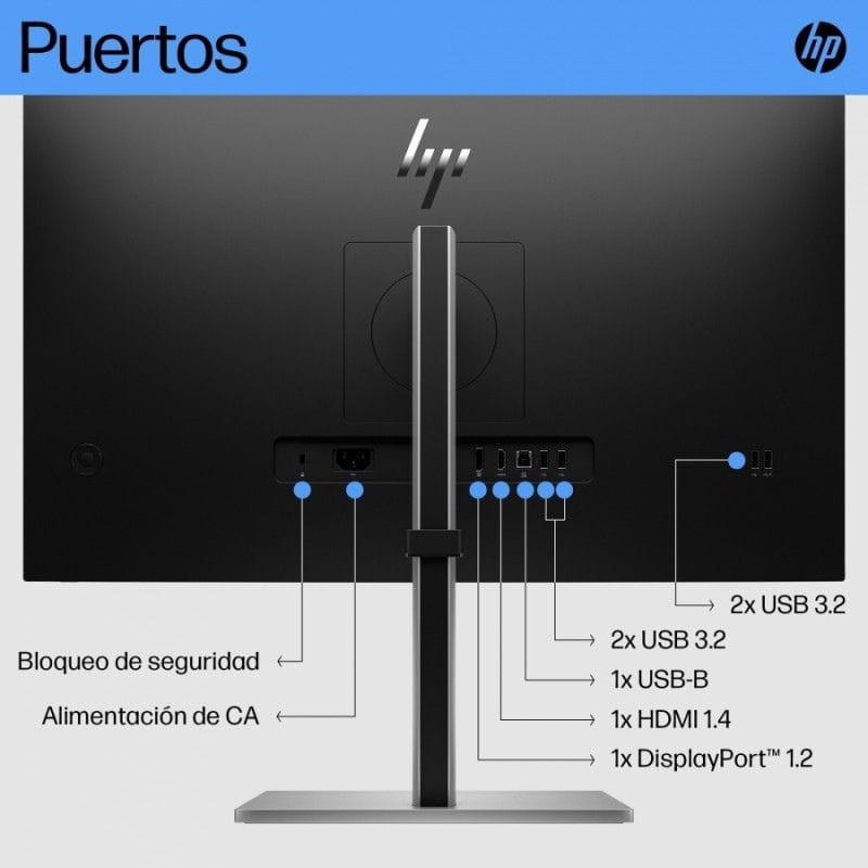 HP E27 G5 27" Full HD 75 Hz IPS Negro imagen de los puertos