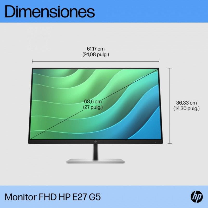 HP E27 G5 27" Full HD 75 Hz IPS Negro imagen de sus dimensiones