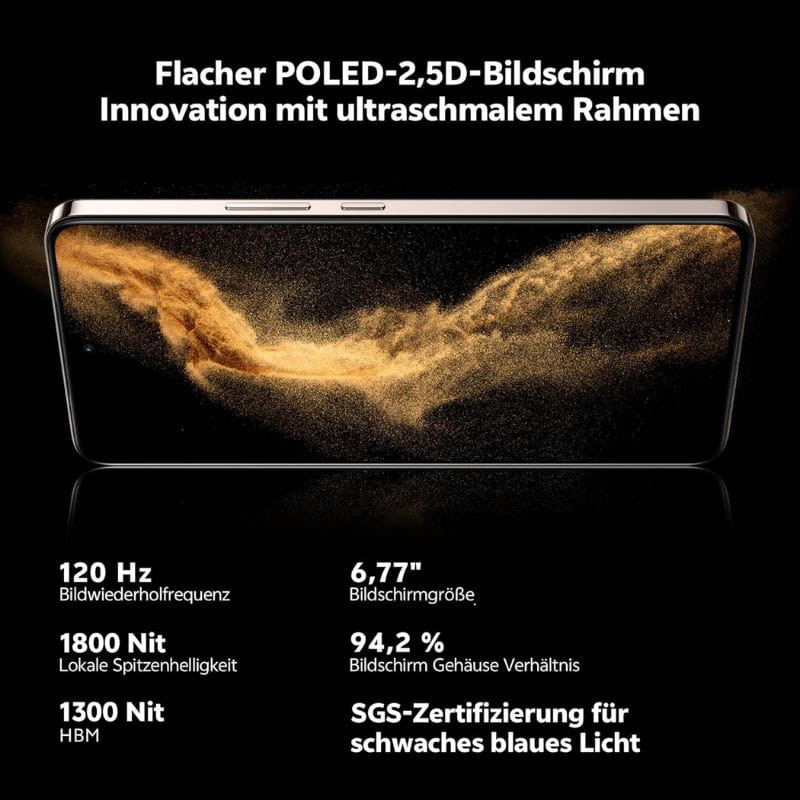 Vivo V50 Lite 5G 8GB/256GB Dourado pormenor do ecrã