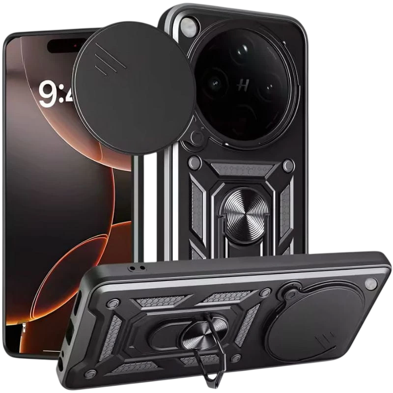 Coque armure militaire pour Oppo Find X8 5G avec protection de l'appareil photo et anneau noir