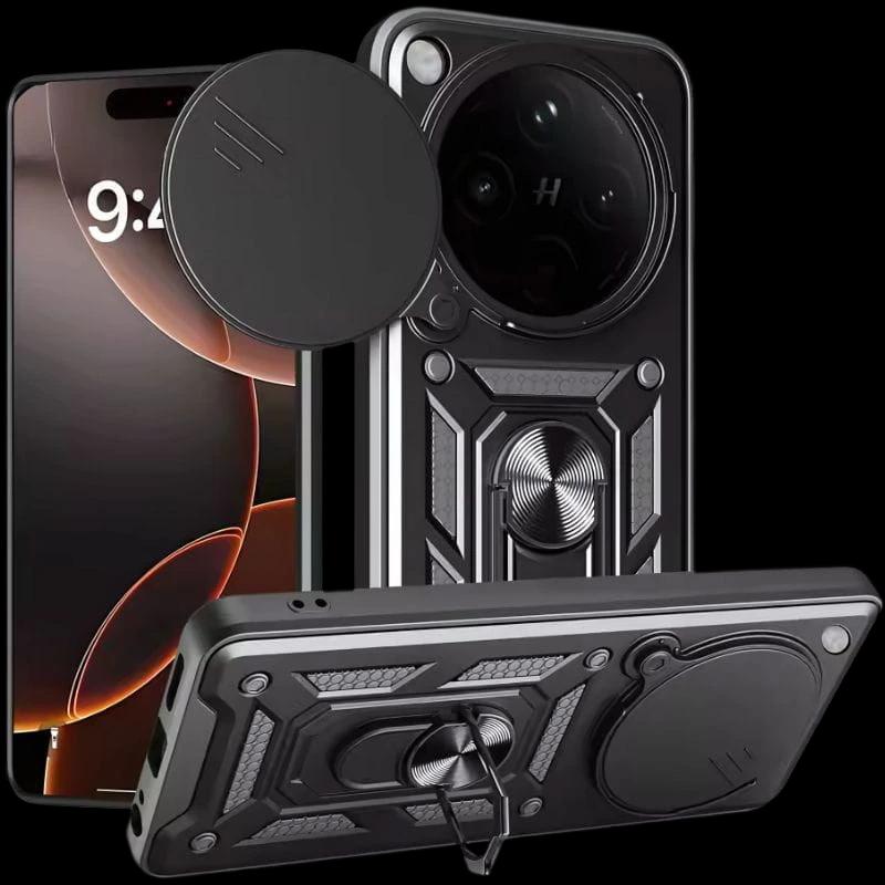Capa Militar para Oppo Find X8 5G com Proteção para Câmara e Anel Preto