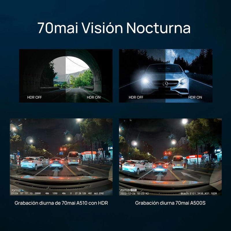 Visão noturna de 70mai Dash Cam A510
