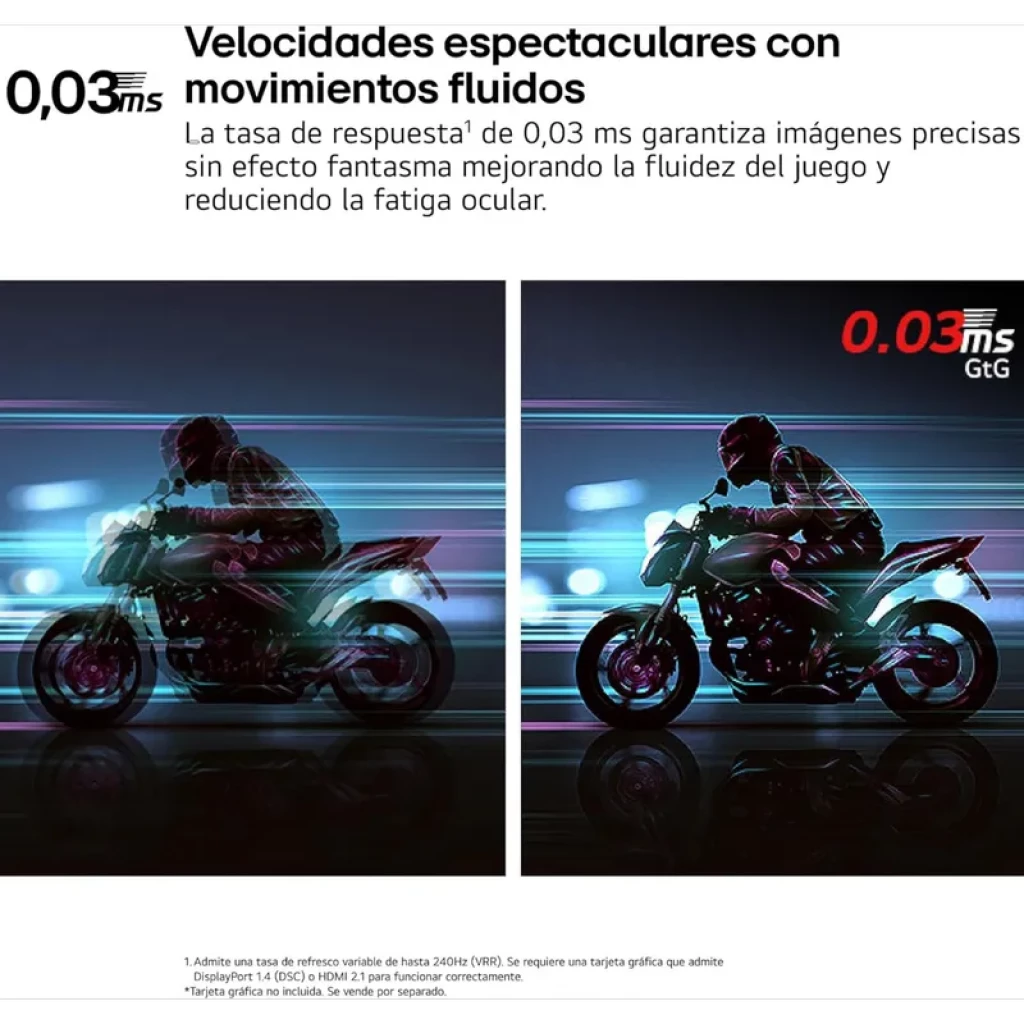 LG 32GS95UV-B monitor OLED 32 pulgadas 4K curvo negro, respuesta 0.03 ms, FreeSync, imágenes nítidas y movimientos fluidos para gaming