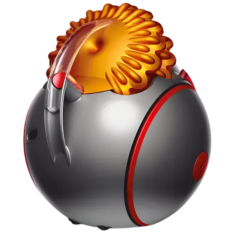 Dyson Cinetic Big ball Multi floor 2 aspiradora de trineo con esfera gris y detalles rojos, ciclón superior naranja translúcido y asa ergonómica