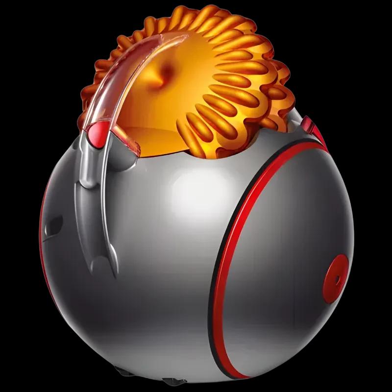 Dyson Cinetic Big ball Multi floor 2 aspiradora de trineo con esfera gris y detalles rojos, ciclón superior naranja translúcido y asa ergonómica