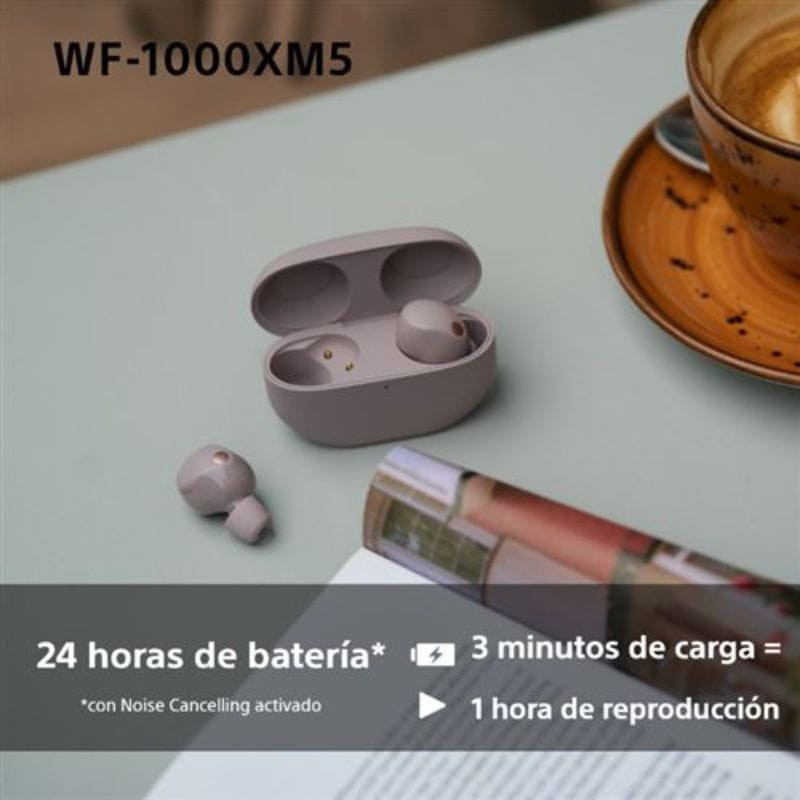 Sony WF-1000XM5 Rosa con cancelación de ruido (ANC) hasta 24h de batería