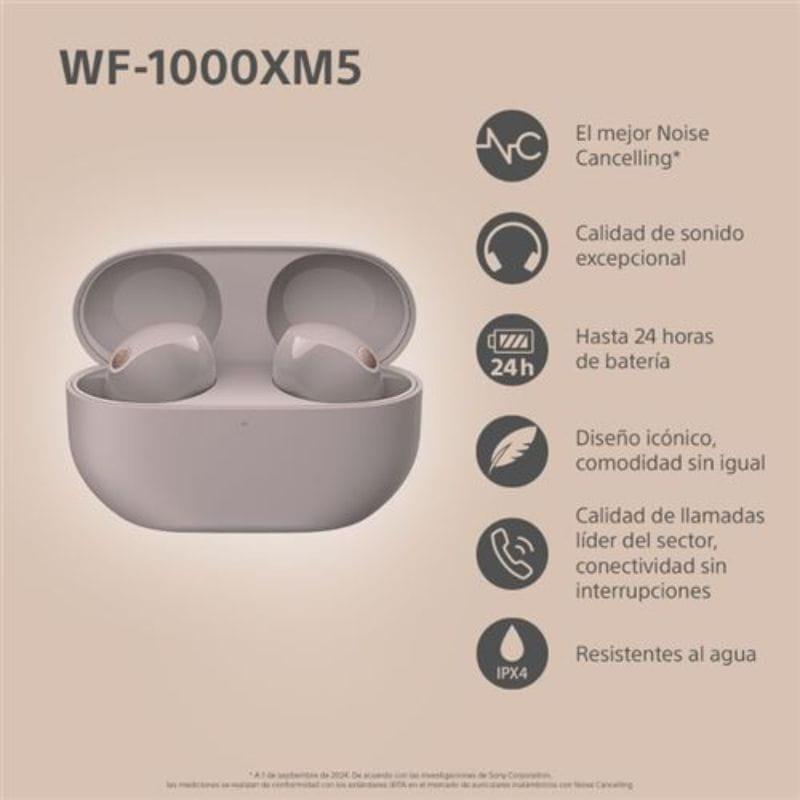 Sony WF-1000XM5 Rosa con cancelación de ruido (ANC) características técnicas