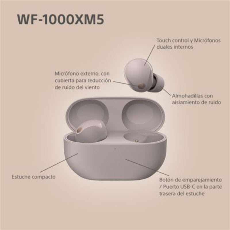 Sony WF-1000XM5 Rosa con cancelación de ruido (ANC) especificaciones
