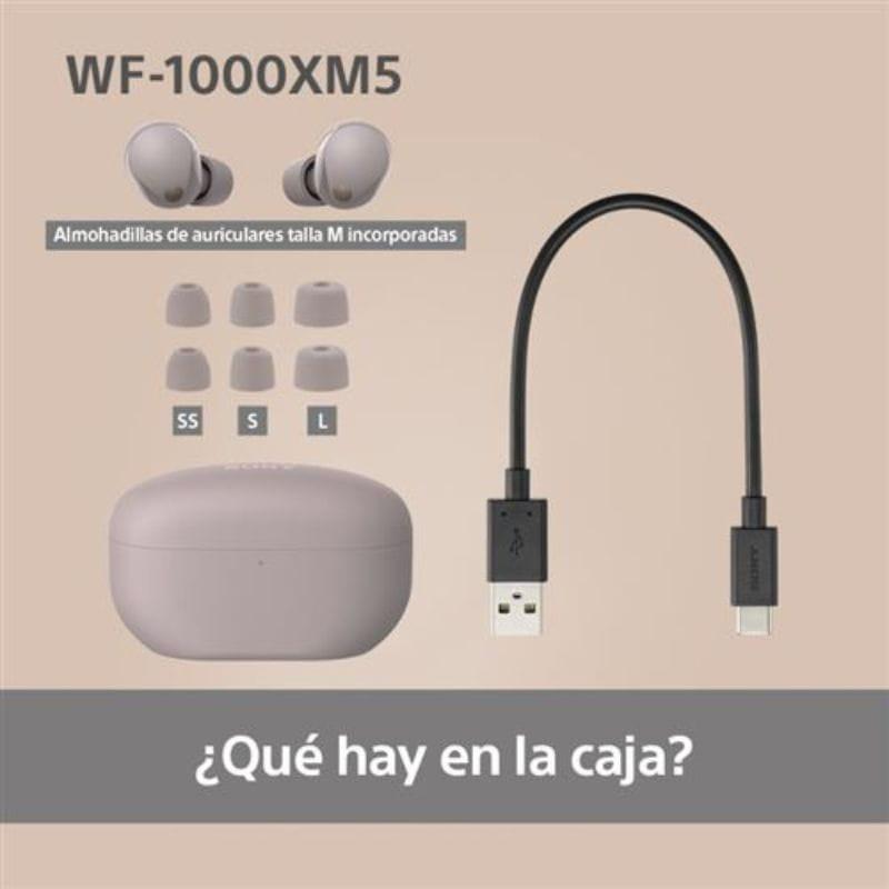 Sony WF-1000XM5 Rosa con cancelación de ruido (ANC) contenido de la caja