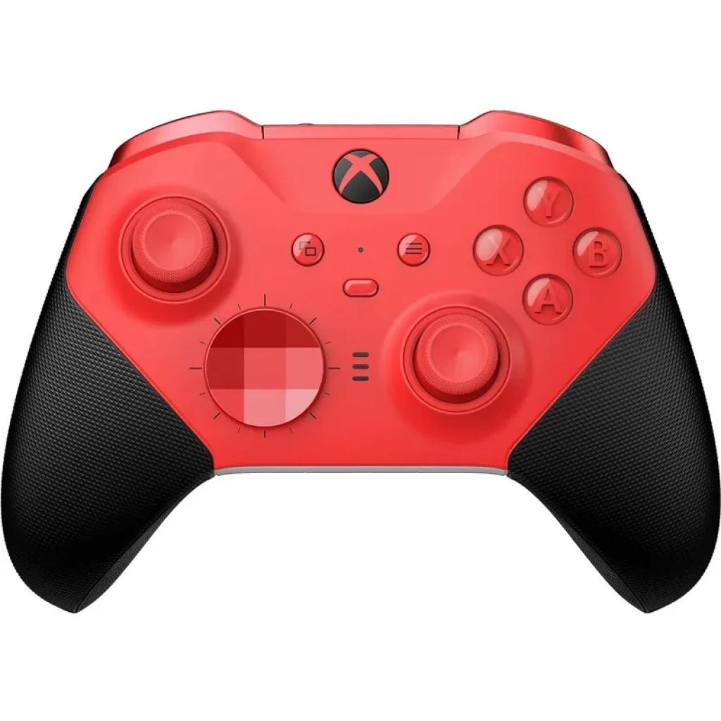 Gamepad Microsoft Xbox Elite Series 2 Core color rojo con agarres negros texturizados, cruceta metálica circular y sticks analógicos intercambiables