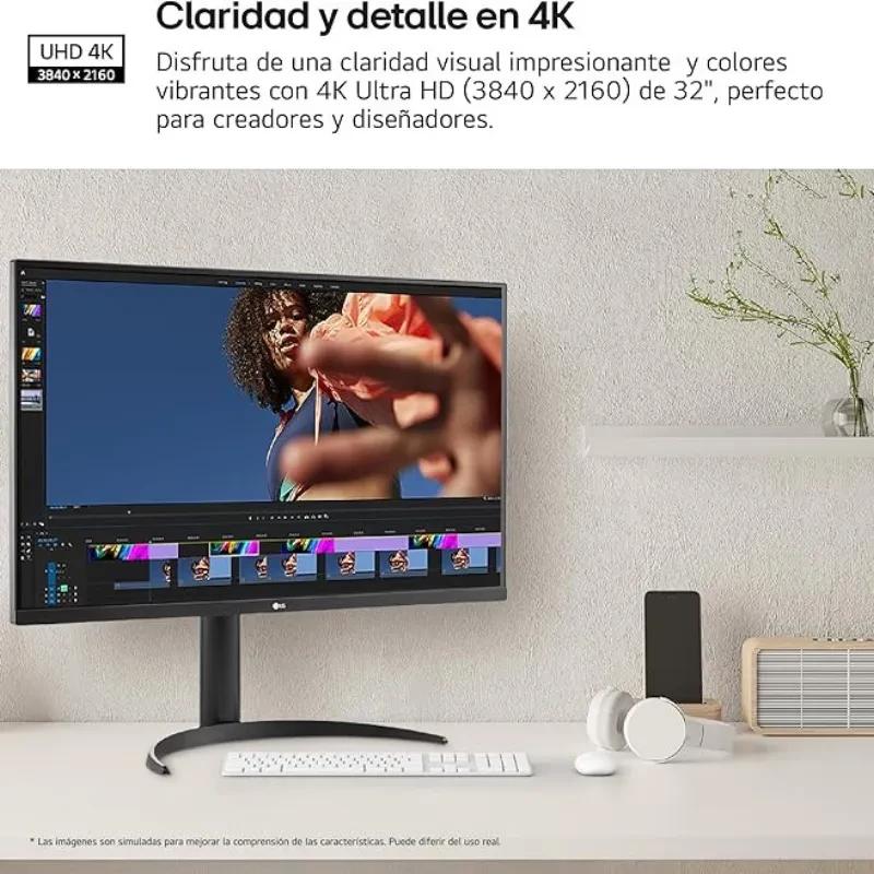 LG 32UR55OK-B 31,5 pouces 4K UHD LCD avec FreeSync, bords fins, dalle mate, couleurs vives et détails précis, idéal pour créateurs et multitâche