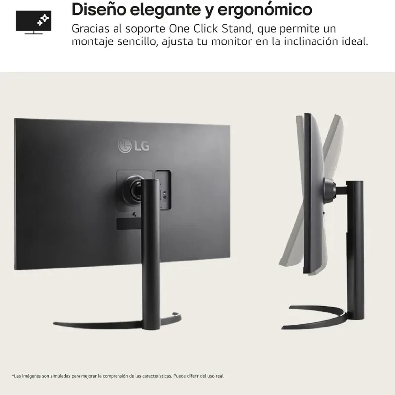 LG 32UR55OK-B 31,5 pouces 4K UHD, dalle LCD, design fin noir, pied One Click Stand, inclinaison réglable, compatibilité FreeSync