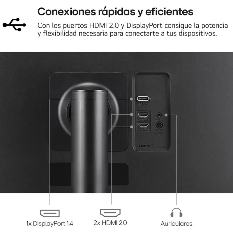 LG 32UR55OK-B 31,5 pouces 4K UHD LCD avec FreeSync, ports 2x HDMI 2.0, DisplayPort 1.4 et sortie casque, design arrière soigné et pied cylindrique