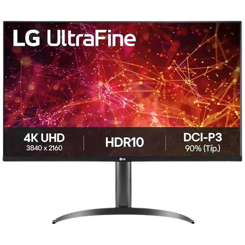 Monitor LG 32UR55OK-B 31,5 pulgadas 4K UHD con HDR10 y cobertura DCI-P3 90 por ciento, pantalla plana sin bordes, soporte curvo estable y acabado negro