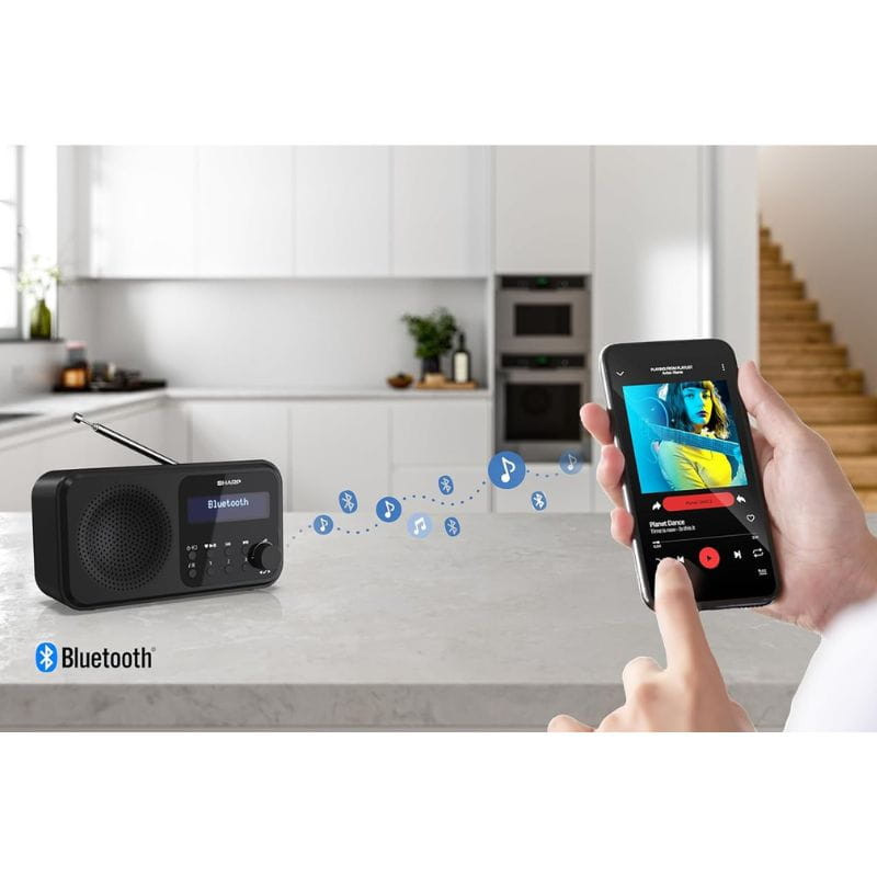 Sharp DR-P420 Bluetooth - Radio digital portátil imagen con el móvil