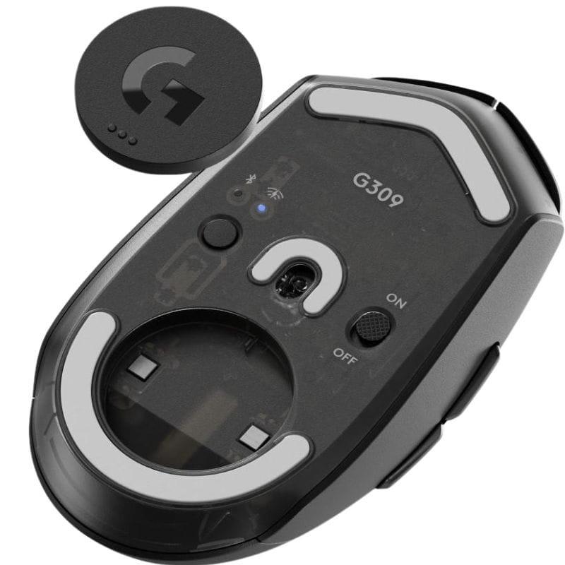 Mouse para jogos Logitech G G309, imagem desmontado na parte inferior
