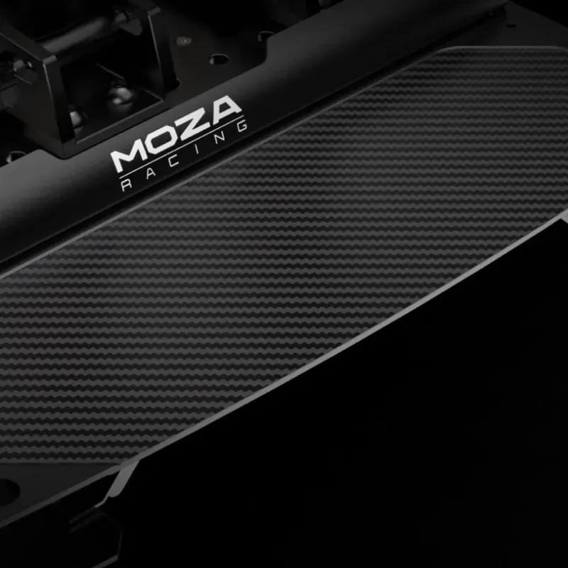 Moza Racing CRP2 Pedales acelerador y freno con pistón dorado, LED azul y estructura metálica negra robusta, acabados premium y diseño de simulación racing