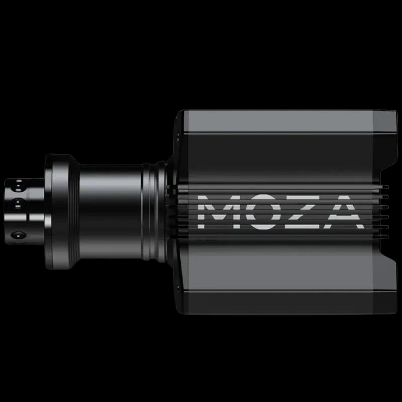 Base Moza Racing R9 V2 negra, cuerpo de aluminio con aletas de disipación, montaje lateral y eje de acople frontal para volante Direct Drive 9 Nm