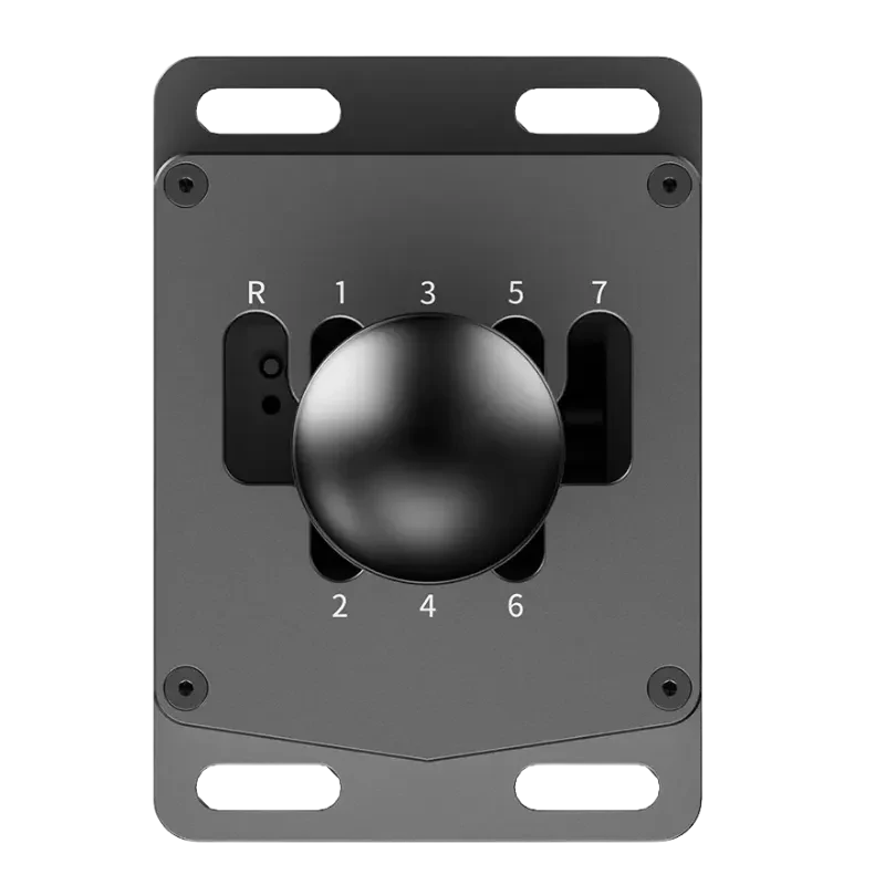 Moza Racing HGP Shifter – Levier de vitesses en H en métal, boule noire, grille 7 rapports plus marche arrière, plaque avant grise avec marquages clairs