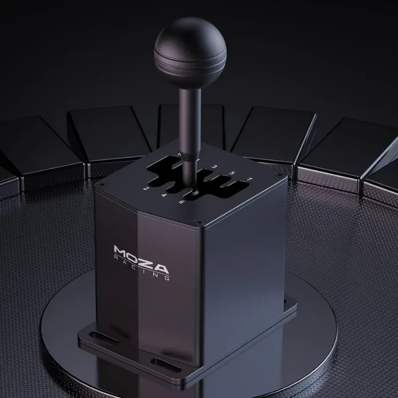 Moza Racing HGP Shifter – Levier de vitesses en H en métal noir, boule lisse, grille 7+R gravée, base robuste à fixer, design premium pour simulateur