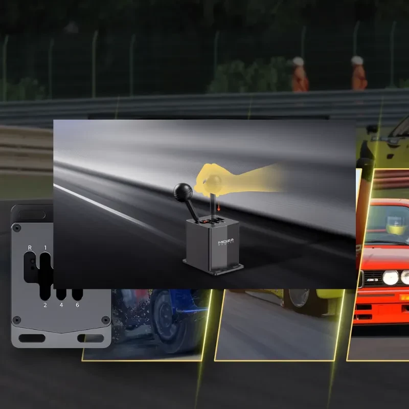 Moza Racing HGP Shifter – Levier de vitesses en H: boîtier métal robuste, pommeau rond, grille 7 positions gravée, levier court précis pour simulation
