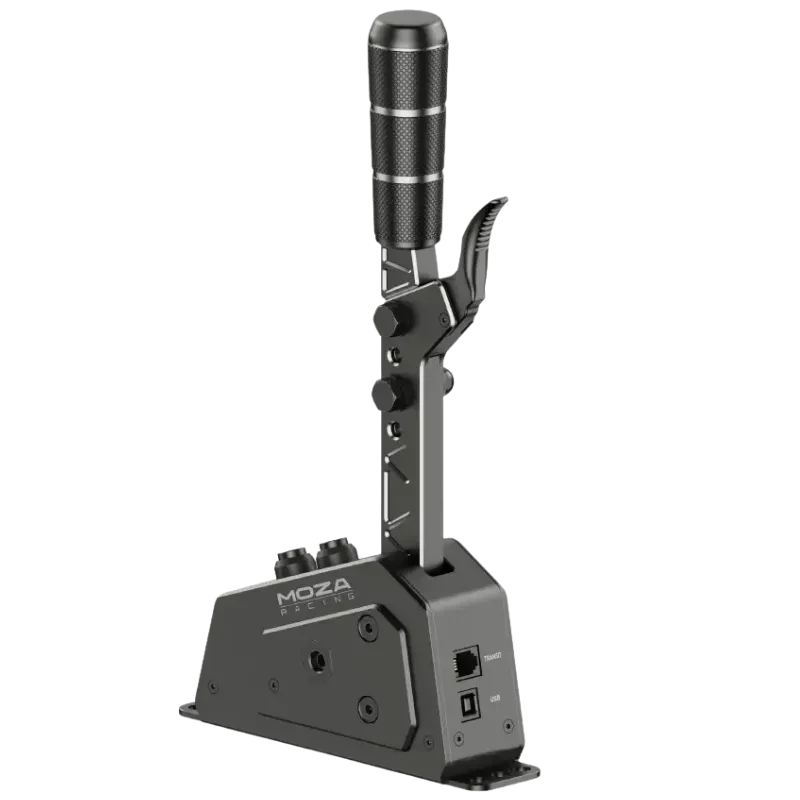 Moza Racing SGP - Levier de vitesses séquentiel PC/XBOX, boîtier noir robuste avec ports USB et power à l arrière, bras métallique et poignée texturée