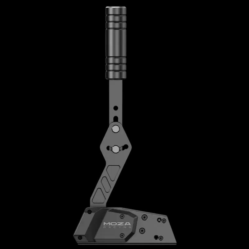 Frein à main USB Moza Racing HBP noir en métal, levier vertical ajustable avec poignée texturée et base robuste pour simulation de course