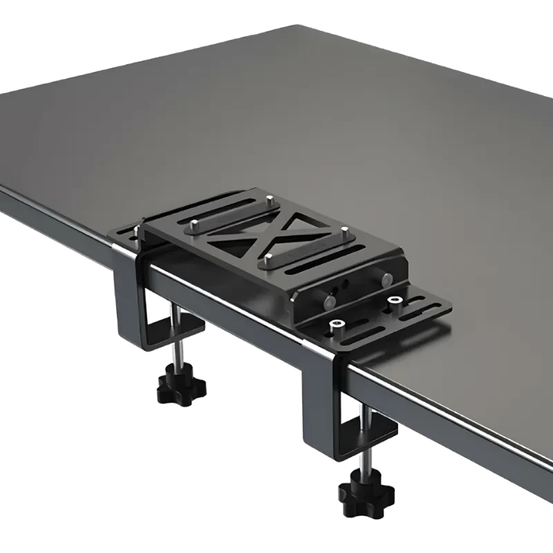 Moza Racing - Support de table pour bases R5 R9 R12, bride métallique robuste avec serrage à vis, plaque perforée réglable, finition noire élégante