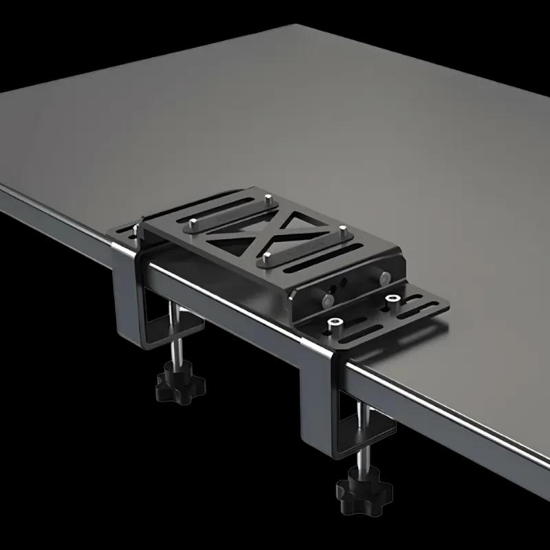 Moza Racing - Support de table pour bases R5 R9 R12, bride métallique robuste avec serrage à vis, plaque perforée réglable, finition noire élégante