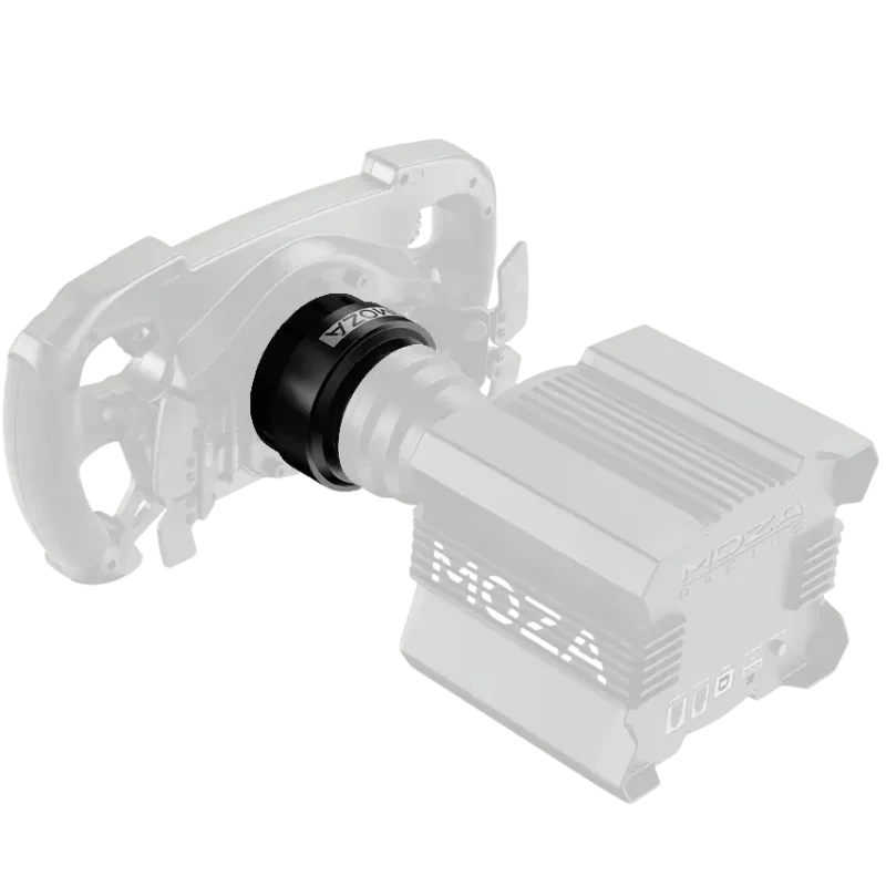 MOZA Racing Quick Release Adaptador para volante en aluminio negro, acople rápido cilíndrico con anillo de bloqueo, compatible con base y aro de simulación