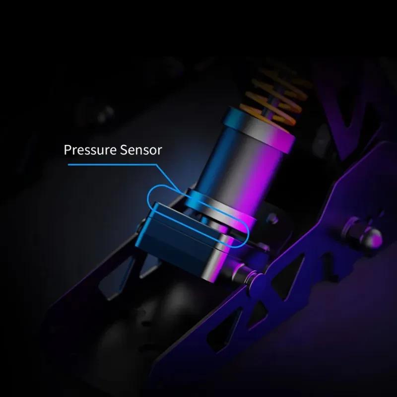 Moza Racing SR-P - Pedal de embrague PC con sensor de presión, resorte ajustable y estructura metálica recortada, iluminación azul y púrpura vibrante