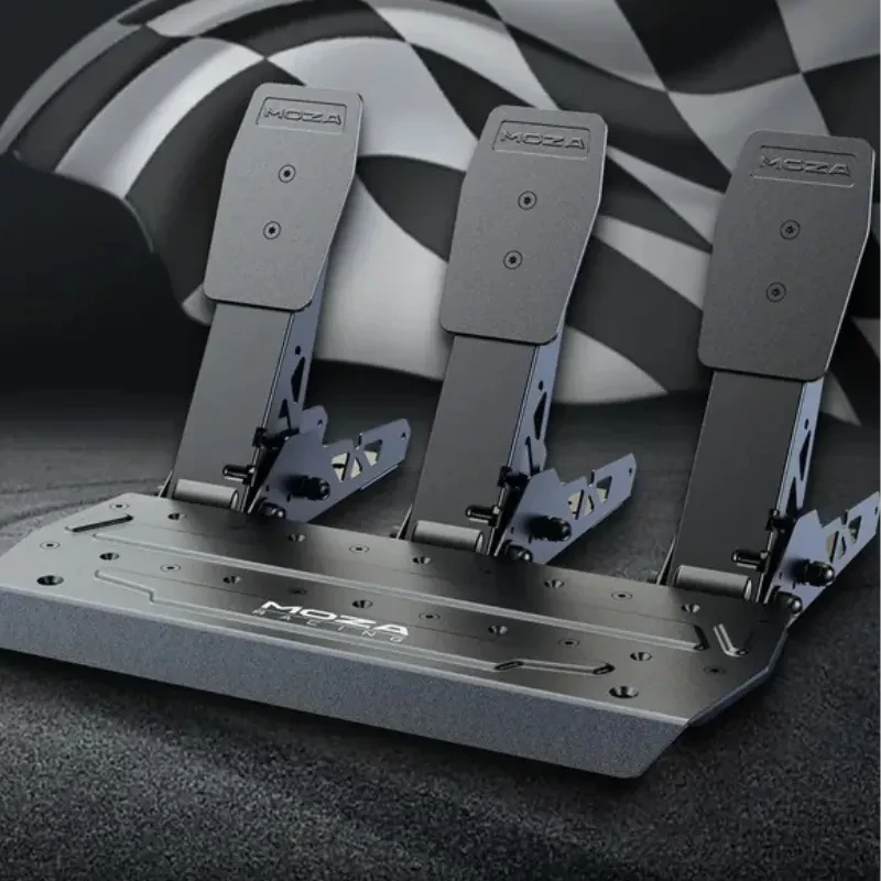 Moza Racing RS19 accessoire de jeux vidéo Noir Pédales en métal noir, trois pédales ajustables avec base robuste, design racing haut de gamme