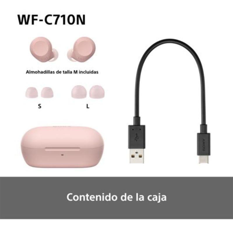 Sony WF-C710N Rosa - Auriculares sem fio com cancelamento de ruído conteúdo da caixa