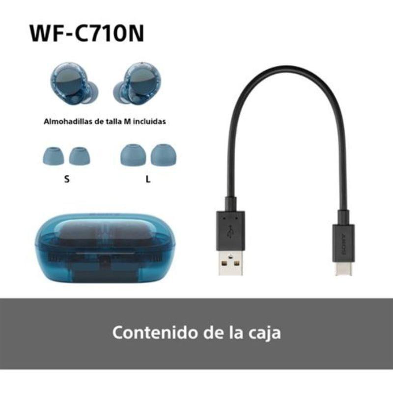 Sony WF-C710N Azul - Auriculares sem fios com cancelamento de ruído conteúdo da embalagem