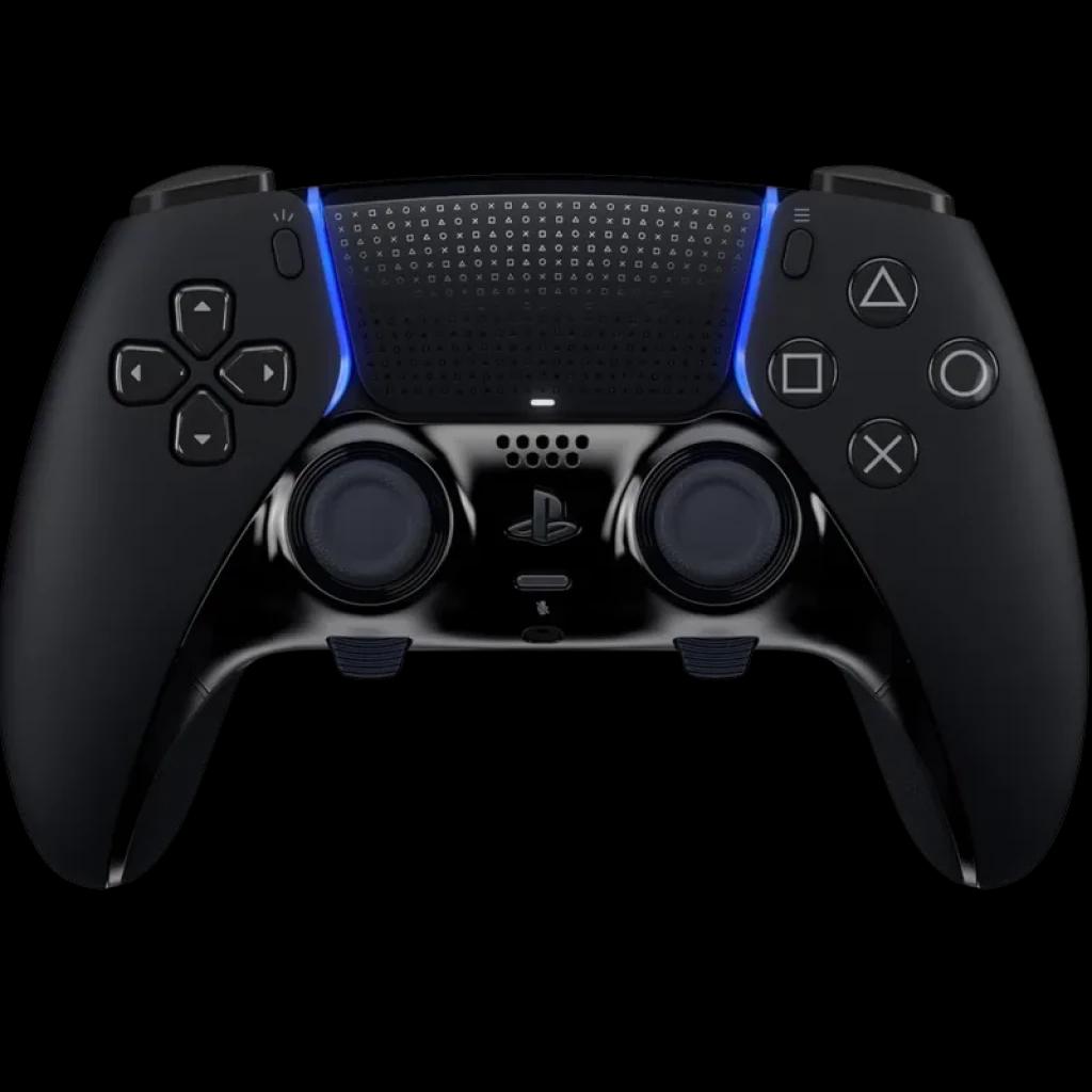 Mando Sony DualSense Edge Controller PS5 Negro medianoche con acabado mate, barras de luz LED azules, botones icónicos y agarres texturizados