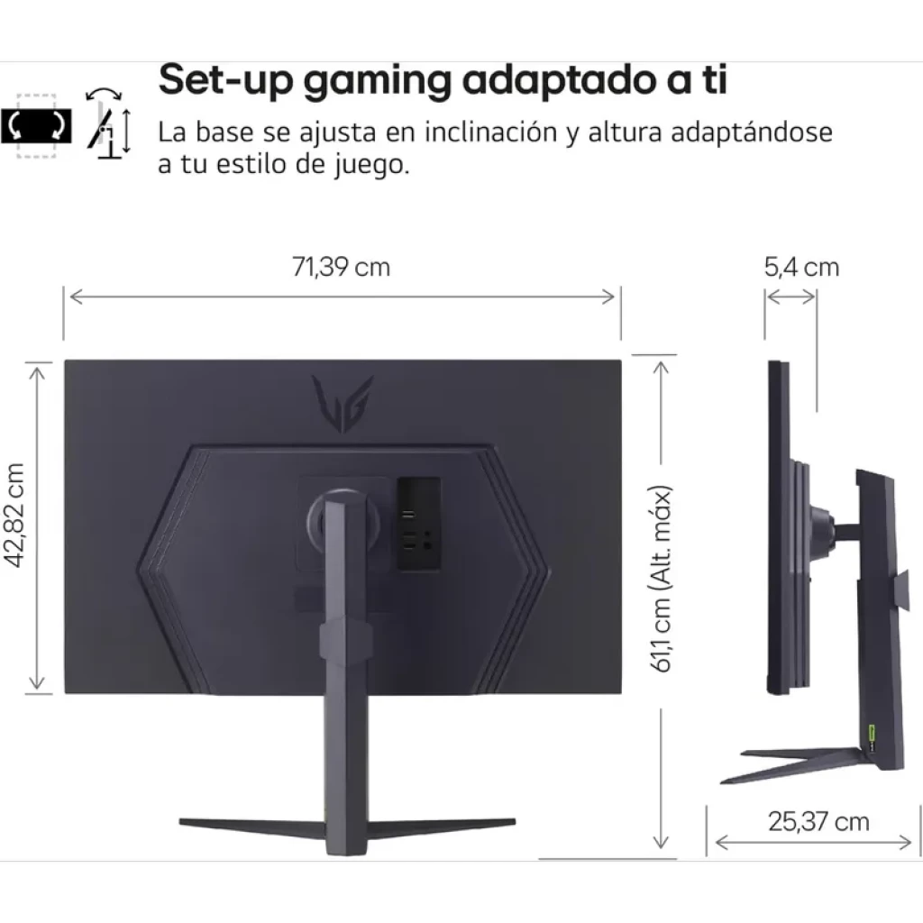 Monitor gaming LG Ultragear 32GS75Q-B 32 pulgadas, panel IPS QHD, 180 Hz, 1 ms, compatible G-Sync y FreeSync, base ajustable en altura e inclinación