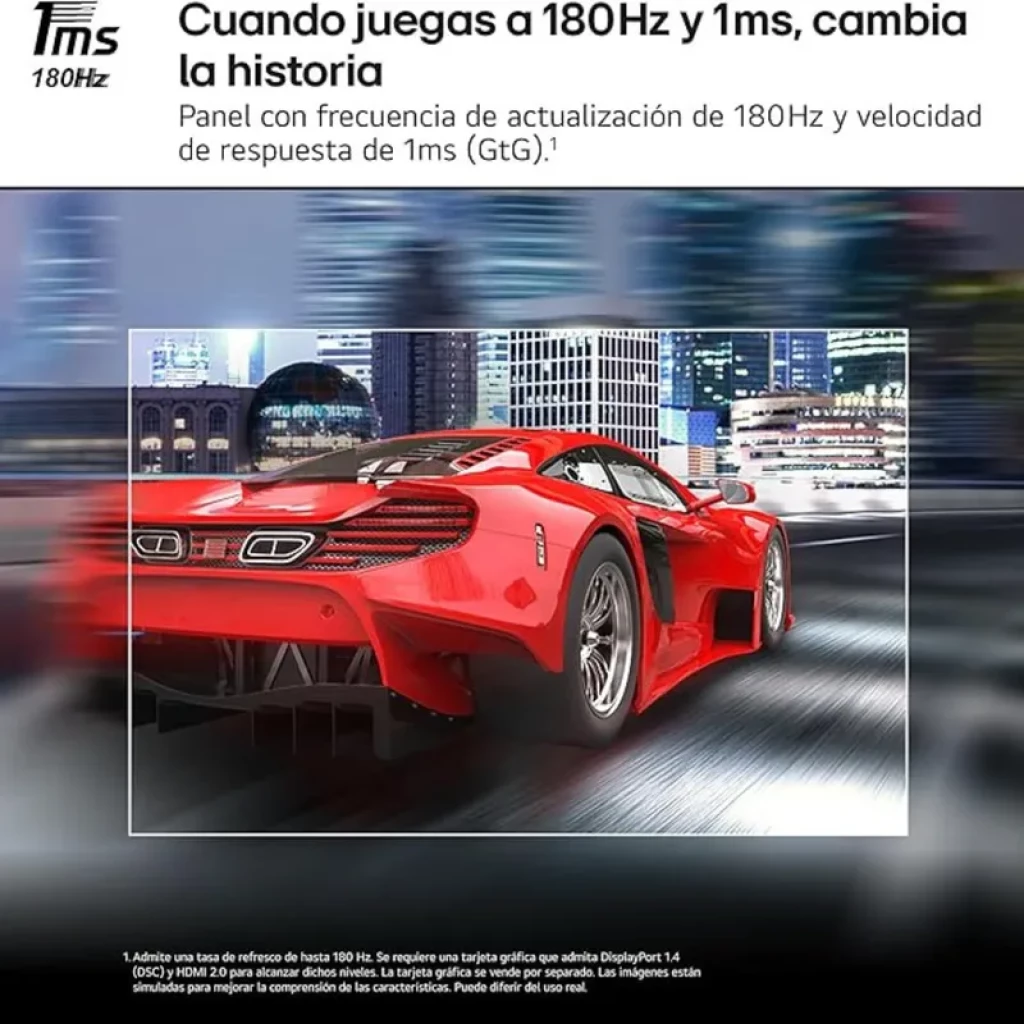 Monitor gaming LG Ultragear 32GS75Q-B 32" QHD IPS negro con biseles finos, soporte G-Sync y FreeSync, ideal para acción rápida con 180 Hz y 1 ms