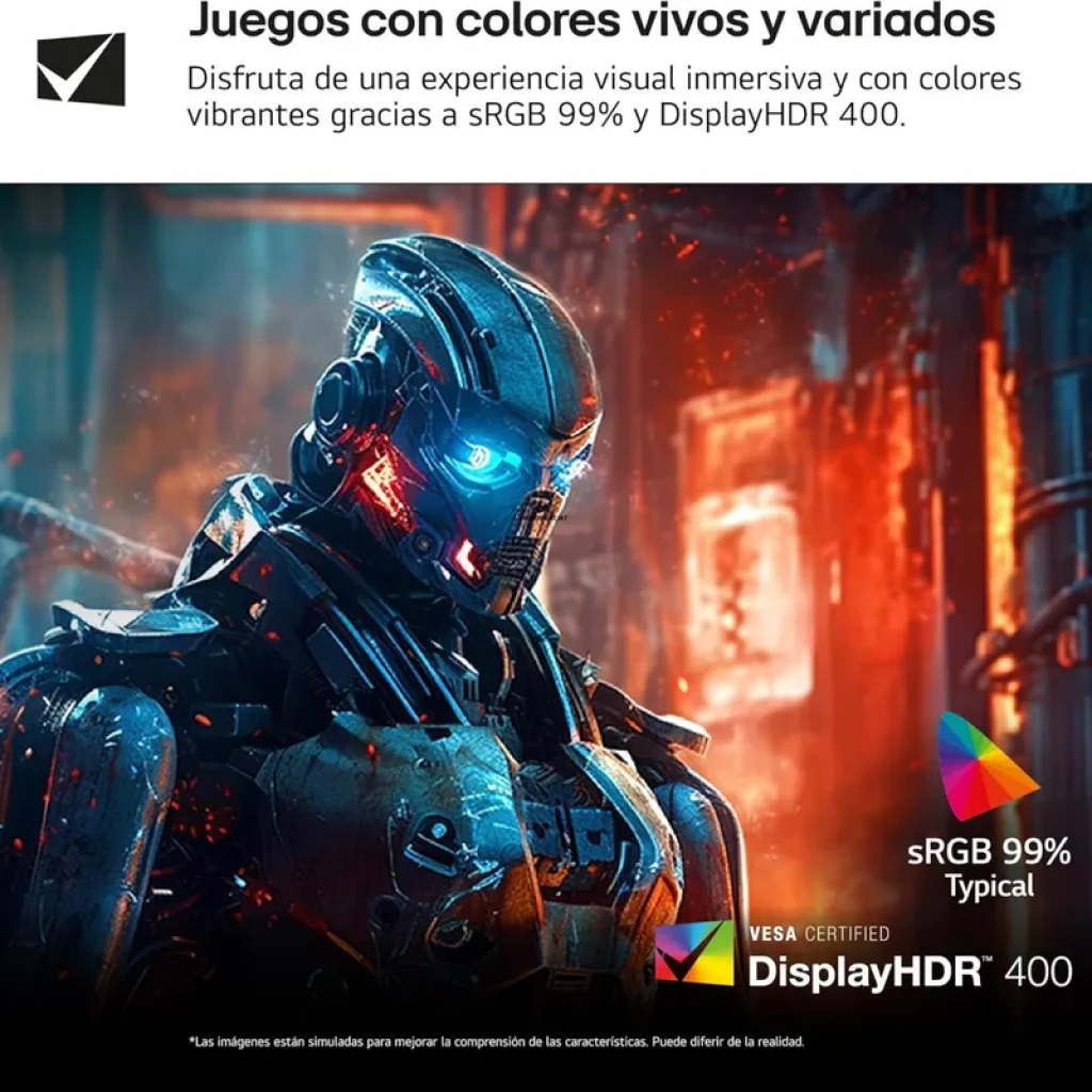 LG Ultragear 32GS75Q-B monitor gaming negro, pantalla 32 pulgadas QHD IPS con biseles delgados, colores sRGB 99 por ciento y certificación DisplayHDR 400