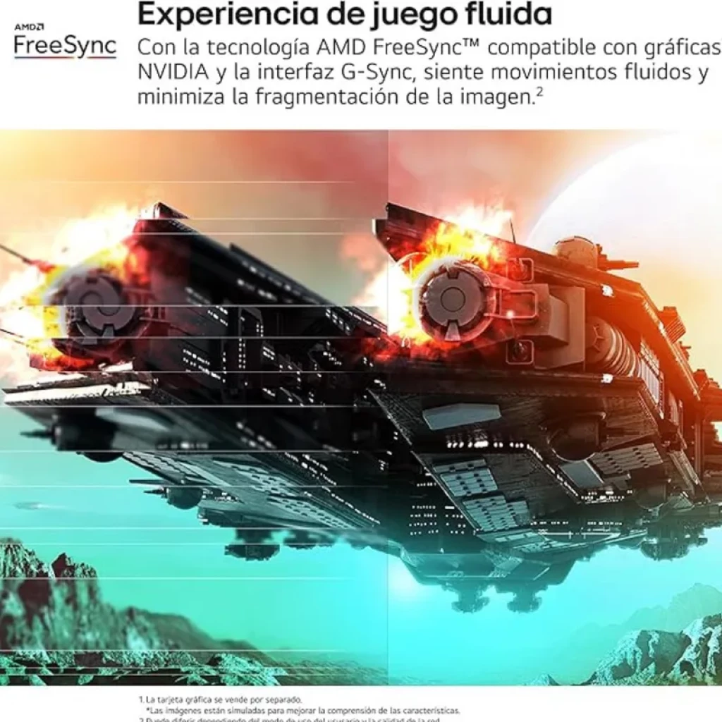 LG Ultragear 32GS75Q-B monitor gaming 32 pulgadas QHD IPS 180 Hz 1 ms con G-Sync y FreeSync, pantalla negra con imagen sci-fi vibrante y bordes delgados