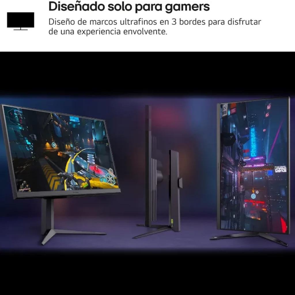 LG Ultragear 32GS75Q-B monitor gaming 32 pulgadas QHD IPS con marcos ultrafinos en 3 lados, peana ajustable y modo vertical, diseño negro elegante