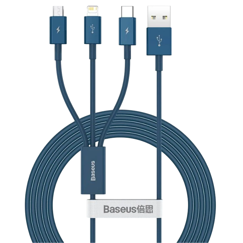 Baseus Superior Series - Cable USB-A 3 en 1 a USB-C/Micro/Lightning