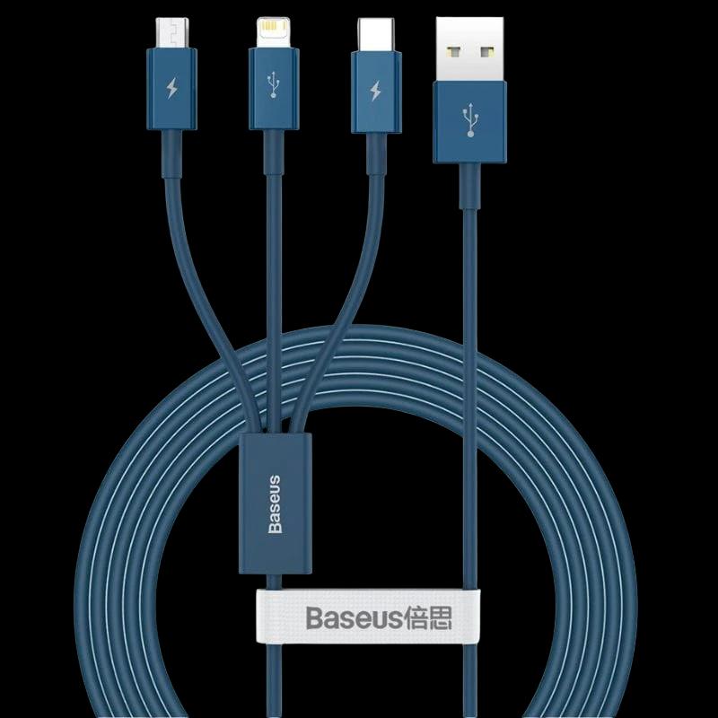 Baseus Superior Series - Cable USB-A 3 en 1 a USB-C/Micro/Lightning